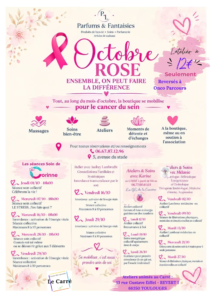 AFFICHE OCTOBRE ROSE tous les ateliers au Carré
